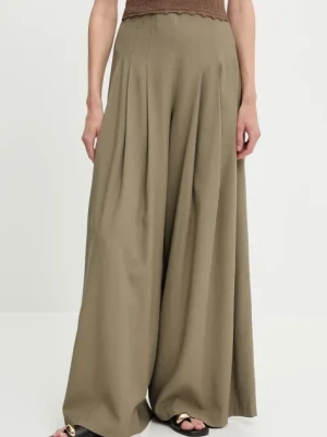 Answear Lab spodnie damskie kolor zielony szerokie high waist