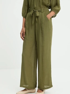 Answear.LAB spodnie damskie kolor zielony szerokie high waist