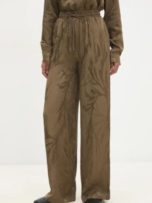 Answear.LAB spodnie damskie kolor zielony szerokie high waist