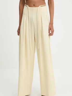 Answear Lab spodnie damskie kolor żółty szerokie high waist