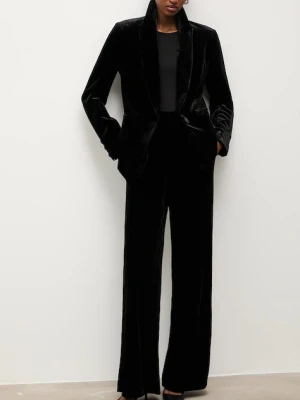 Answear.LAB spodnie welurowe damskie kolor czarny szerokie high waist