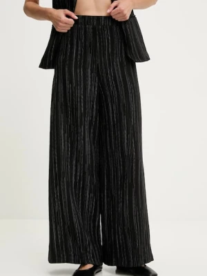 Answear.LAB spodnie z domieszką lnu damskie kolor czarny szerokie high waist