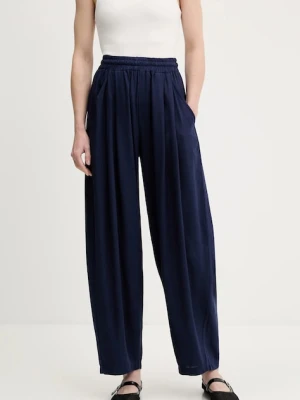 Answear.LAB spodnie z lnem damskie kolor granatowy proste high waist
