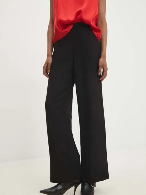 Answear Lab spodnie z lnem kolor czarny proste high waist