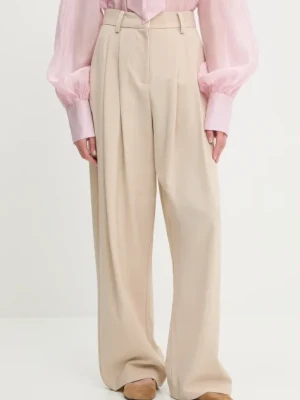 Answear.LAB spodnie z wełną damskie kolor beżowy szerokie high waist