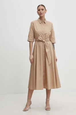 Answear Lab sukienka bawełniana kolor beżowy maxi rozkloszowana