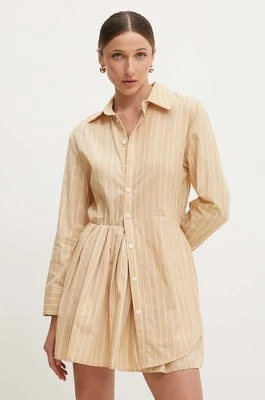 Answear Lab sukienka bawełniana kolor beżowy mini rozkloszowana