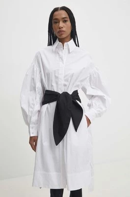 Answear Lab sukienka bawełniana kolor biały midi oversize