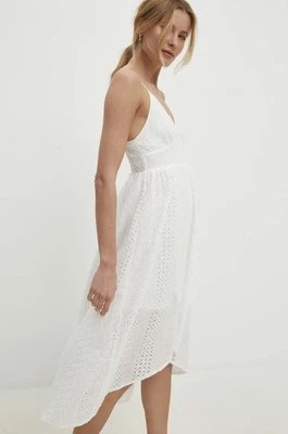 Answear Lab sukienka bawełniana kolor biały midi prosta