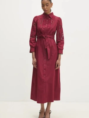 Answear Lab sukienka bawełniana kolor bordowy midi rozkloszowana Answear.LAB