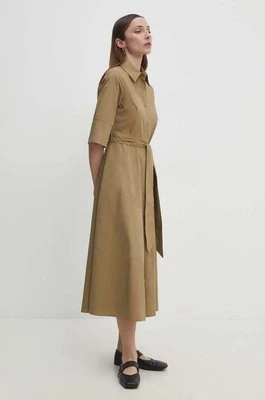 Answear Lab sukienka bawełniana kolor brązowy midi rozkloszowana