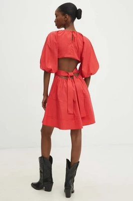 Answear Lab sukienka bawełniana kolor czerwony mini rozkloszowana