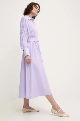 Answear Lab sukienka bawełniana kolor fioletowy midi rozkloszowana