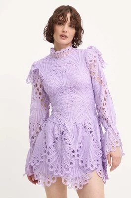 Answear Lab sukienka bawełniana kolor fioletowy mini dopasowana