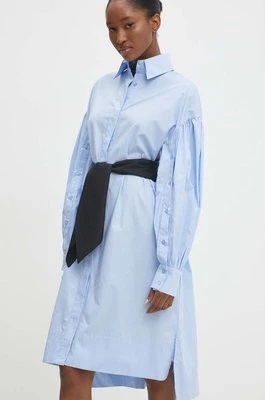 Answear Lab sukienka bawełniana kolor niebieski midi oversize