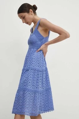 Answear Lab sukienka bawełniana kolor niebieski mini rozkloszowana