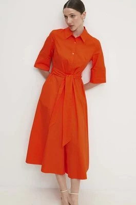 Answear Lab sukienka bawełniana kolor pomarańczowy midi rozkloszowana