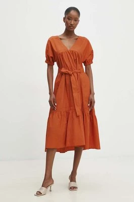 Answear Lab sukienka bawełniana kolor pomarańczowy mini rozkloszowana