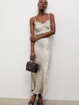 Answear.LAB sukienka bieliźniana z dodatkiem lnu