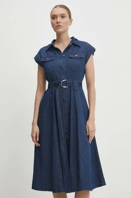 Answear Lab sukienka jeansowa kolor niebieski maxi rozkloszowana