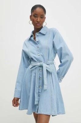 Answear Lab sukienka jeansowa kolor niebieski mini rozkloszowana