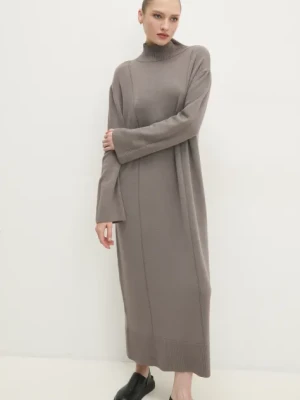 Answear Lab sukienka kolor beżowy maxi oversize