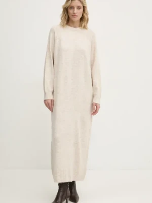 Answear Lab sukienka kolor beżowy maxi oversize