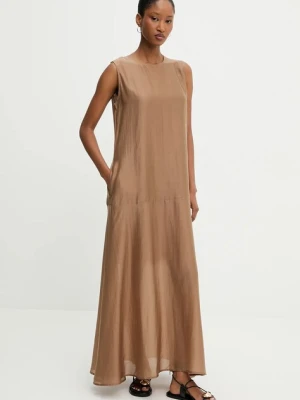Answear Lab sukienka kolor beżowy maxi oversize