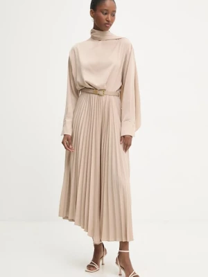 Answear.LAB sukienka kolor beżowy maxi rozkloszowana