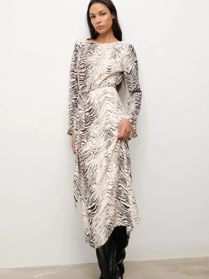 Answear.LAB sukienka kolor beżowy maxi rozkloszowana