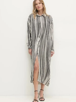 Answear.LAB sukienka kolor beżowy midi oversize