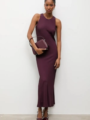 Answear.LAB sukienka kolor bordowy maxi dopasowana