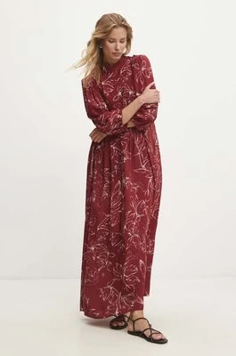 Answear Lab sukienka kolor bordowy maxi rozkloszowana