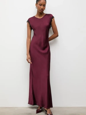 Answear.LAB sukienka kolor bordowy maxi rozkloszowana