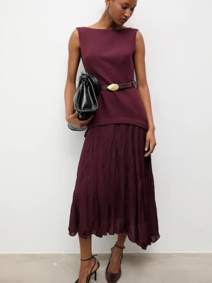 Answear.LAB sukienka kolor bordowy maxi rozkloszowana