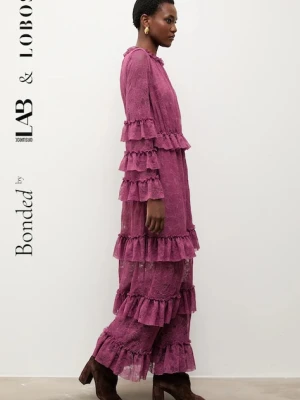 Bonded by Answear.LAB & LOBOS sukienka kolor bordowy maxi rozkloszowana