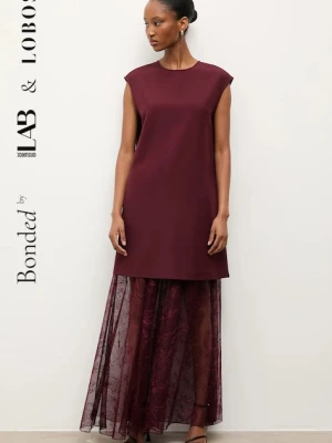 Answear.LAB sukienka kolor bordowy mini prosta