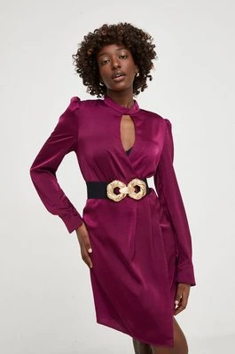Answear Lab sukienka kolor bordowy mini rozkloszowana