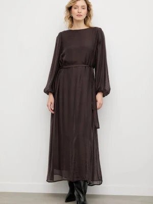 Answear.LAB sukienka kolor brązowy maxi oversize