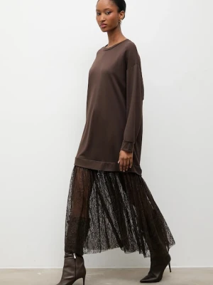 Answear.LAB sukienka kolor brązowy maxi oversize