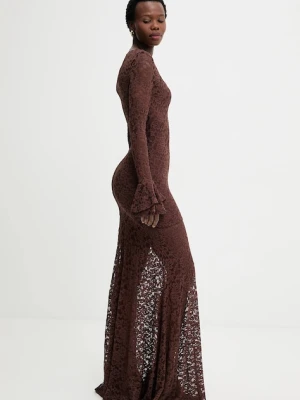 Answear.LAB sukienka kolor brązowy maxi rozkloszowana