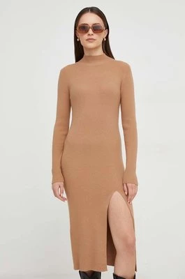 Answear Lab sukienka kolor brązowy mini dopasowana
