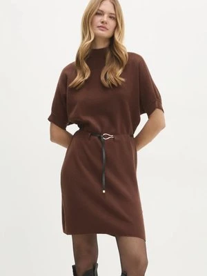 Answear Lab sukienka kolor brązowy mini oversize