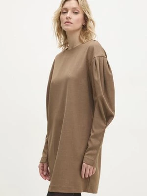 Answear Lab sukienka kolor brązowy mini oversize