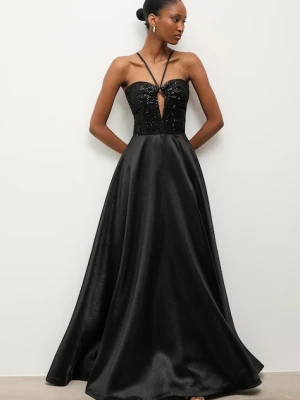 Answear.LAB sukienka kolor czarny maxi rozkloszowana