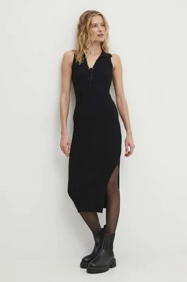 Answear Lab sukienka kolor czarny midi dopasowana