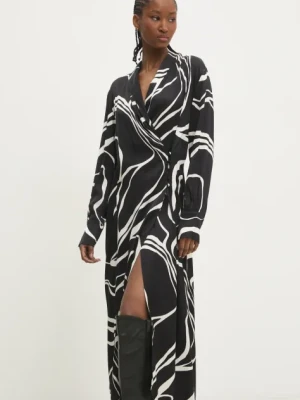 Answear Lab sukienka kolor czarny midi oversize