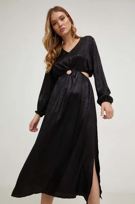 Answear Lab sukienka kolor czarny midi rozkloszowana