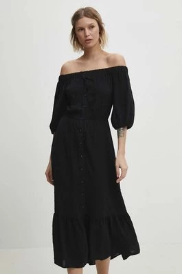 Answear Lab sukienka kolor czarny midi rozkloszowana