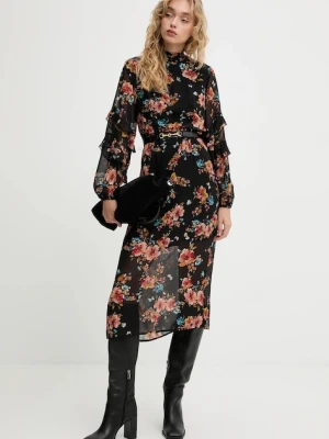 Answear.LAB sukienka kolor czarny midi rozkloszowana